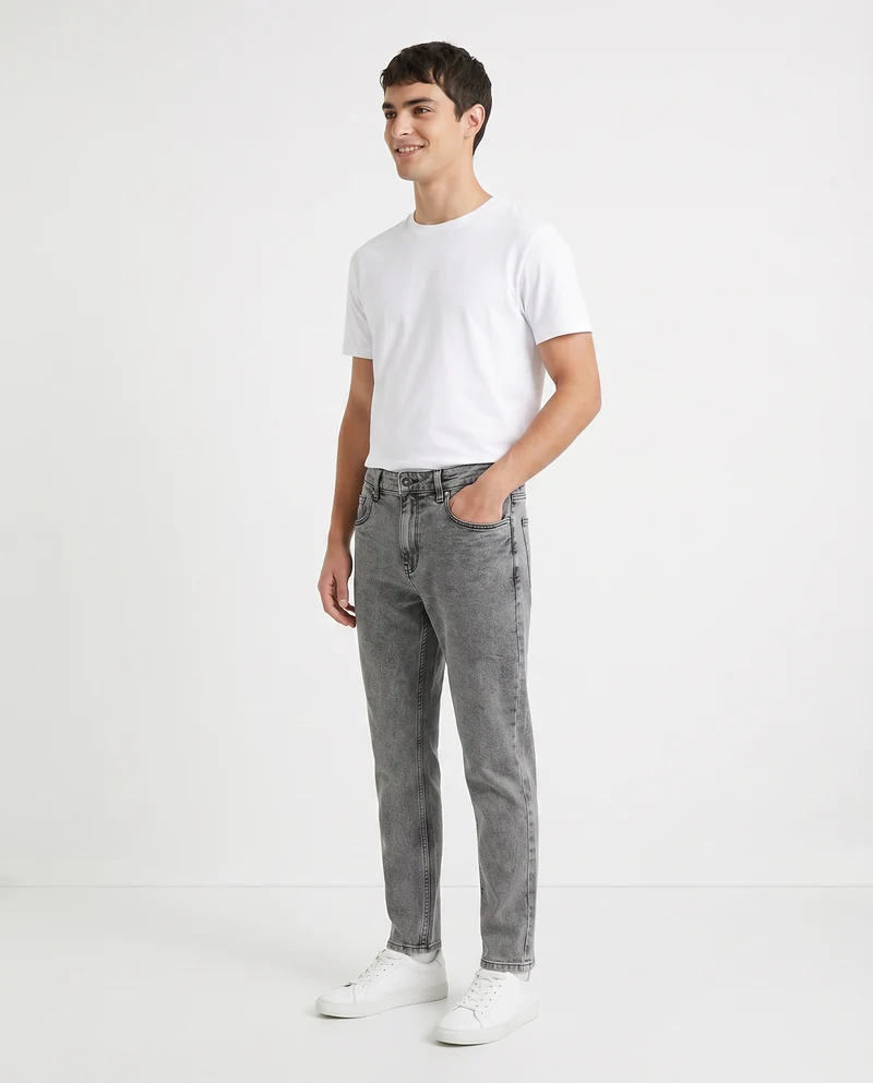 Jeans skinny fit grigio medio effetto slavato - Grigio