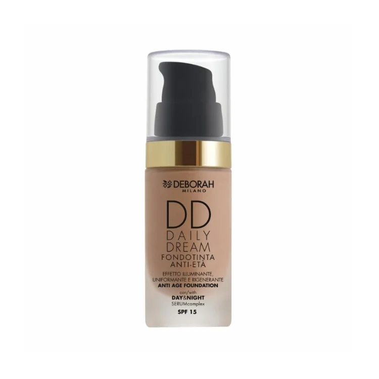 Deborah - DD Daily Dream - Fondotinta Anti-Età - Effetto Illuminante - Uniformante - Rigenerante Anti Age Foundation - Day & Night Serum Complex - SPF 15