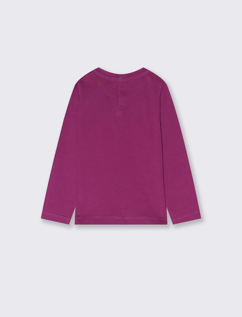 T-shirt manica lunga con stampa colorata - Fuxia azalea