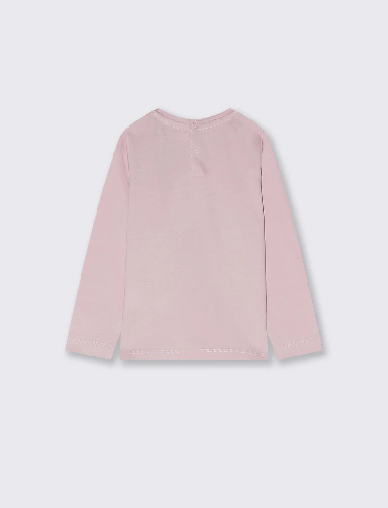 T-shirt manica lunga con stampa colorata - Rosa polvere