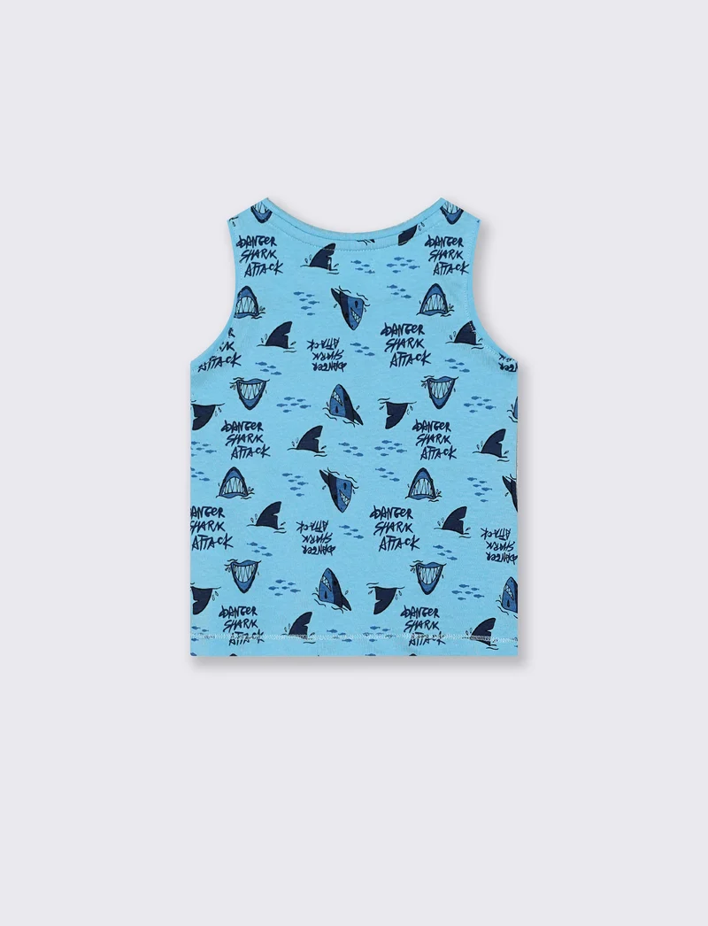 Canotta a fantasia in due colori trendy - Azzurro