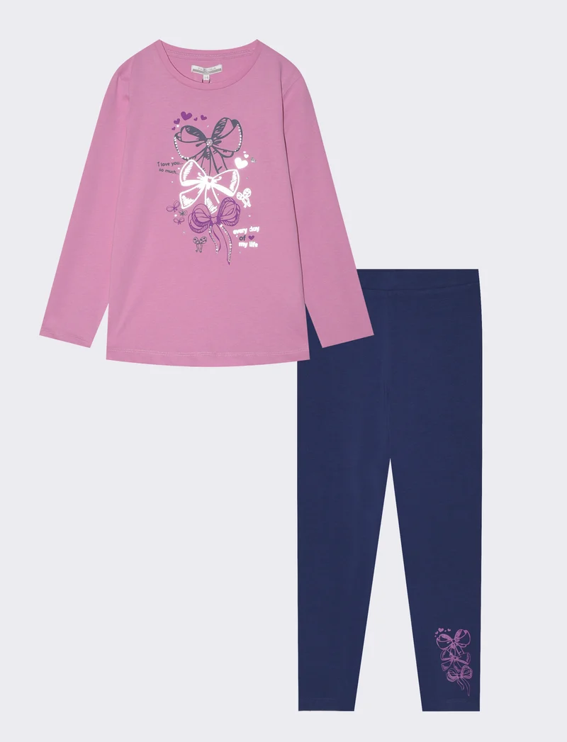 Set due pezzi bambina: T-shirt e leggings - Rosa