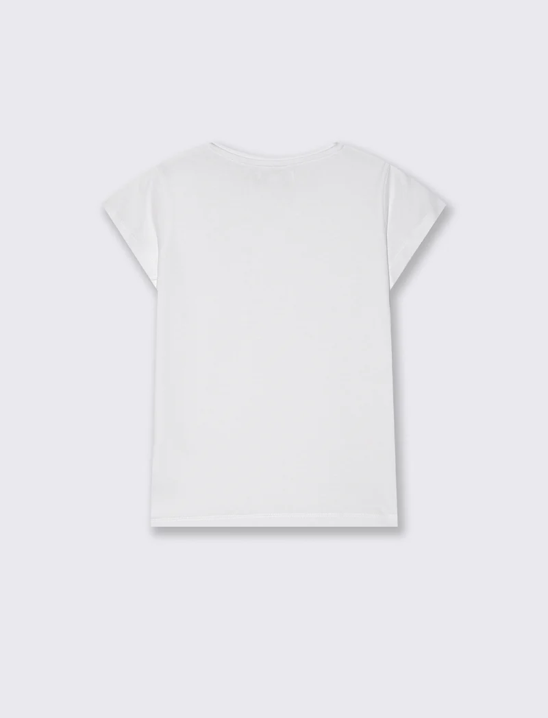 T-shirt manica corta bambina con taschino - Bianco