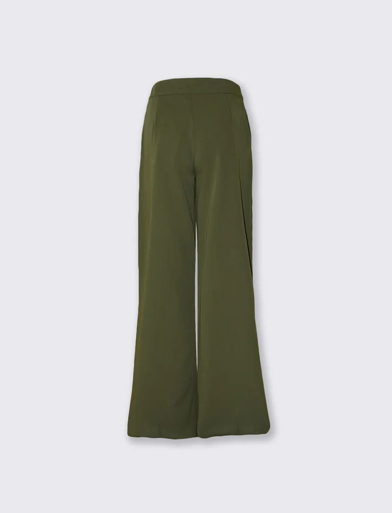 Pantaloni Palazzo con Bottoni in Vita - militare