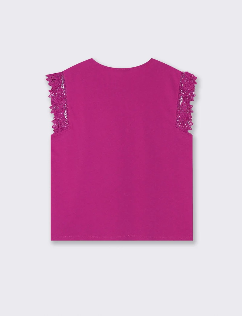 T-shirt in pizzo per donne eleganti - Fuxia