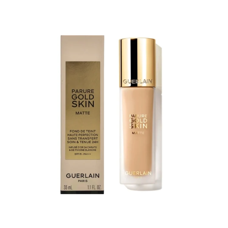 Guerlain - Parure Gold Skin Matte - Fond De Teint Haute Perfection Sans Transfert Soin & Tenue 24H - Infusé D'Or 24 Carats & De Pivoine Blanche - SPF 15 - Pa+++