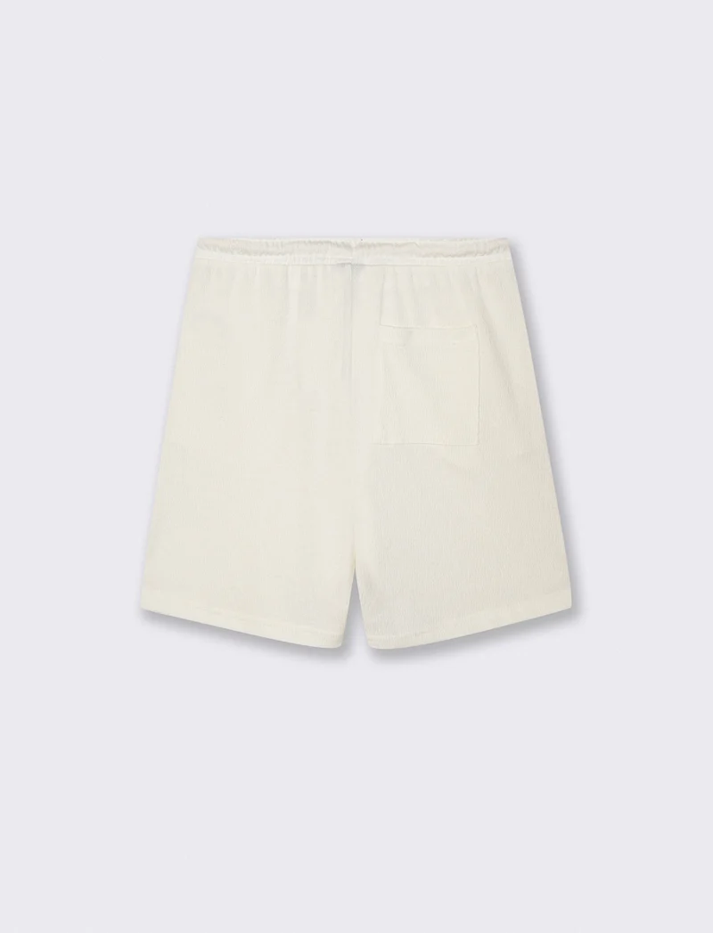 Bermuda Jogger in Jacquard Relaxed Fit - Bianco sporco