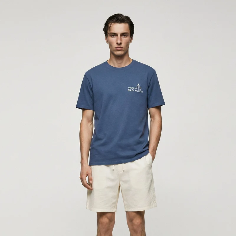 T-shirt girocollo con stampa spray effetto - Avion