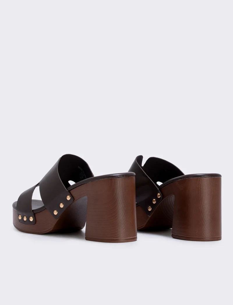 Sabot in poliuretano, tacco 90 mm - Testa di moro