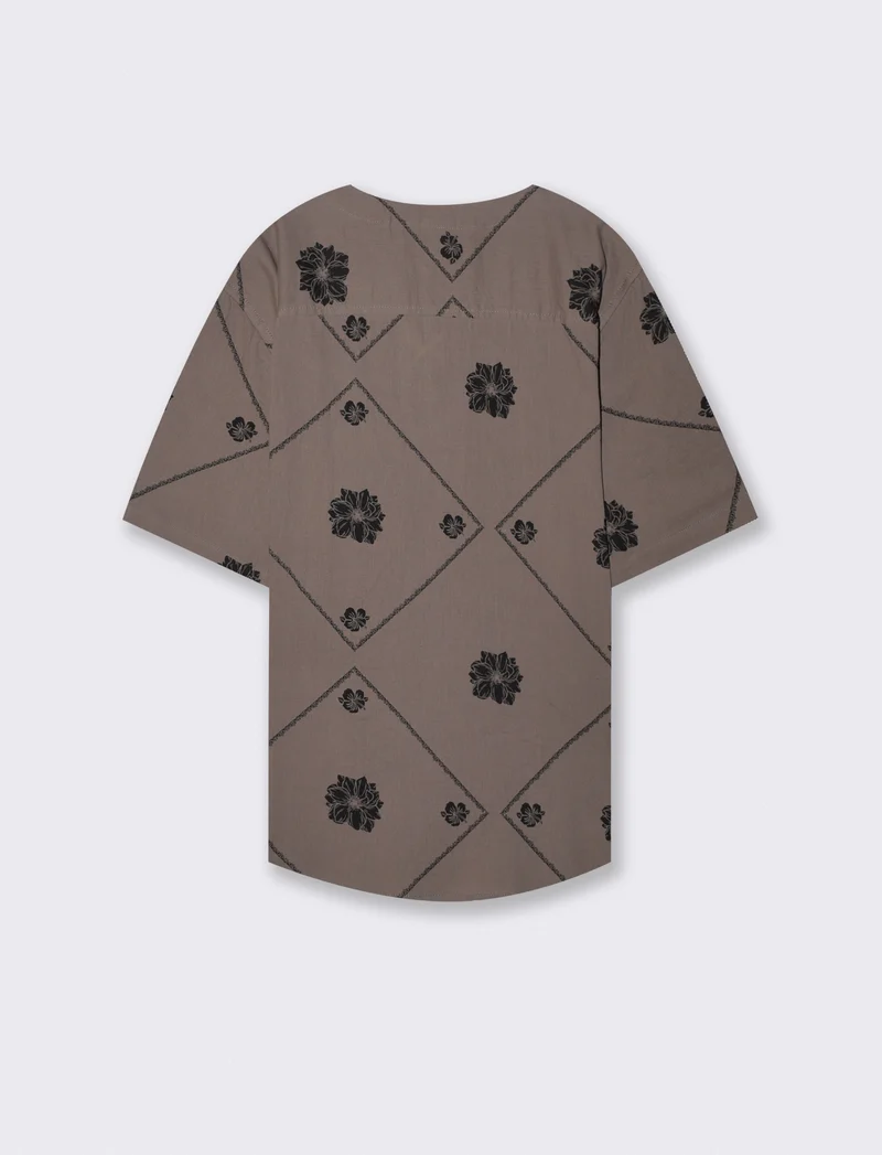 Casacca effetto crepe stampa all over - Grigio fango