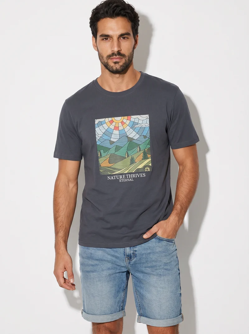 T-shirt girocollo effetto mosaico ricamato - Avion