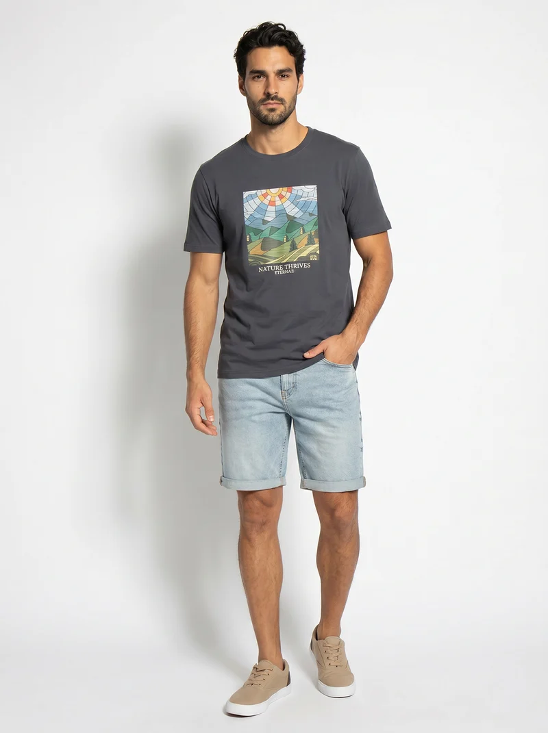 T-shirt girocollo effetto mosaico ricamato - Avion