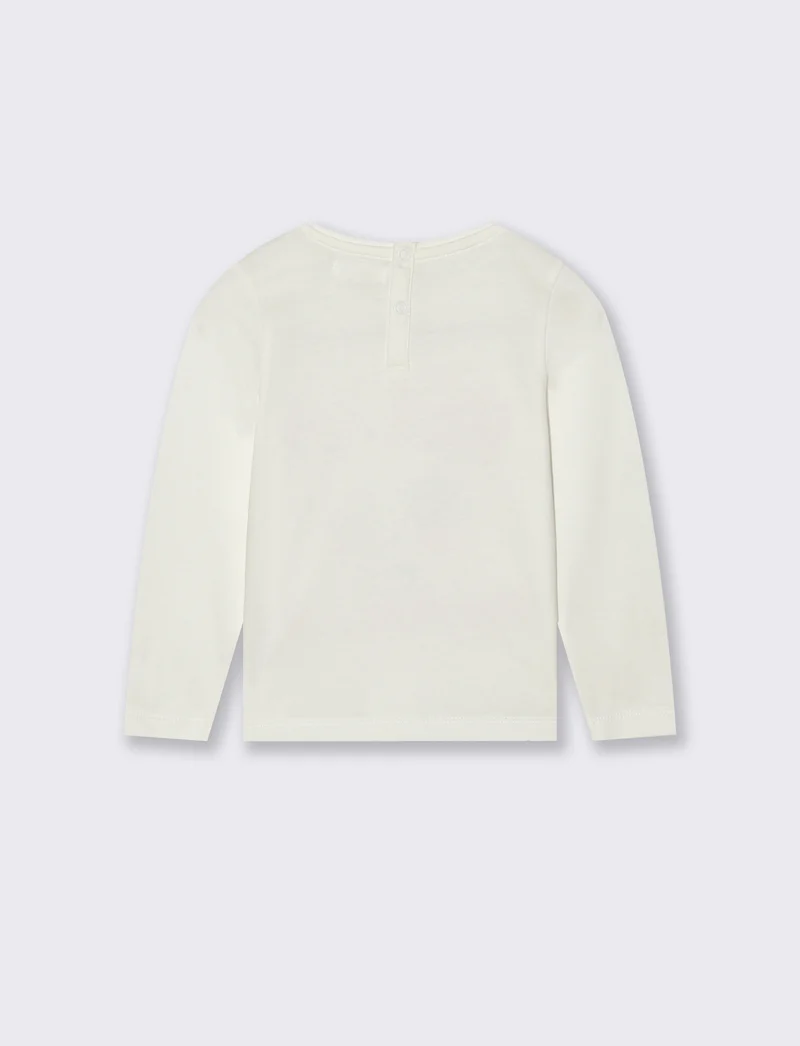 T-shirt manica lunga con stampa trendy - Bianco latte