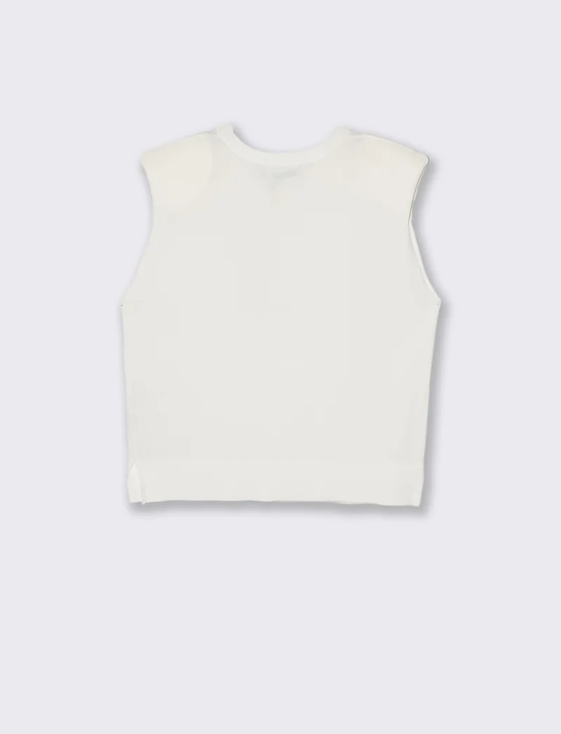 Gilet in Maglia con Spalline Imbottite - Bianco