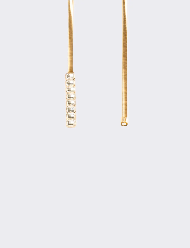 Cintura donna elastica in metallo con fibbia strass - Oro