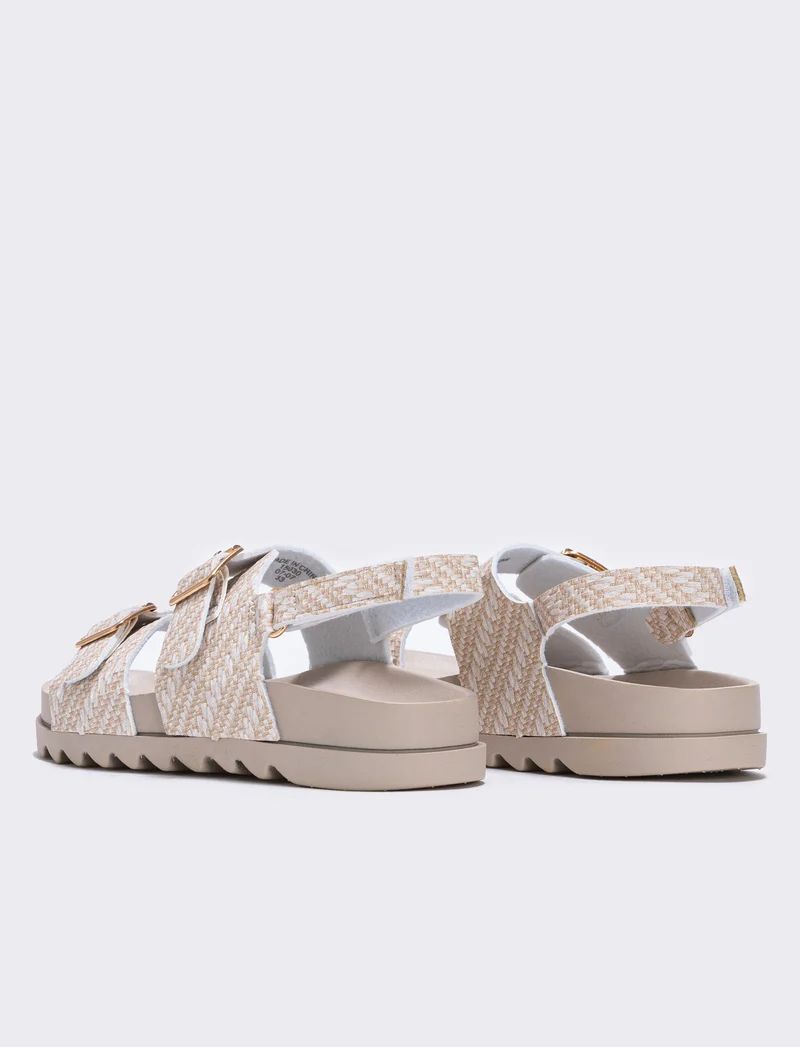Sandalo beige da bambina con fibbie regolabili - Beige