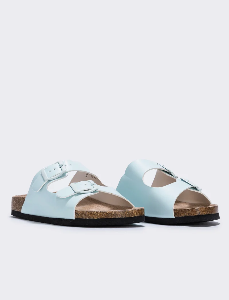 Sandalo vernice con doppia fibbia bambina - Verde menta