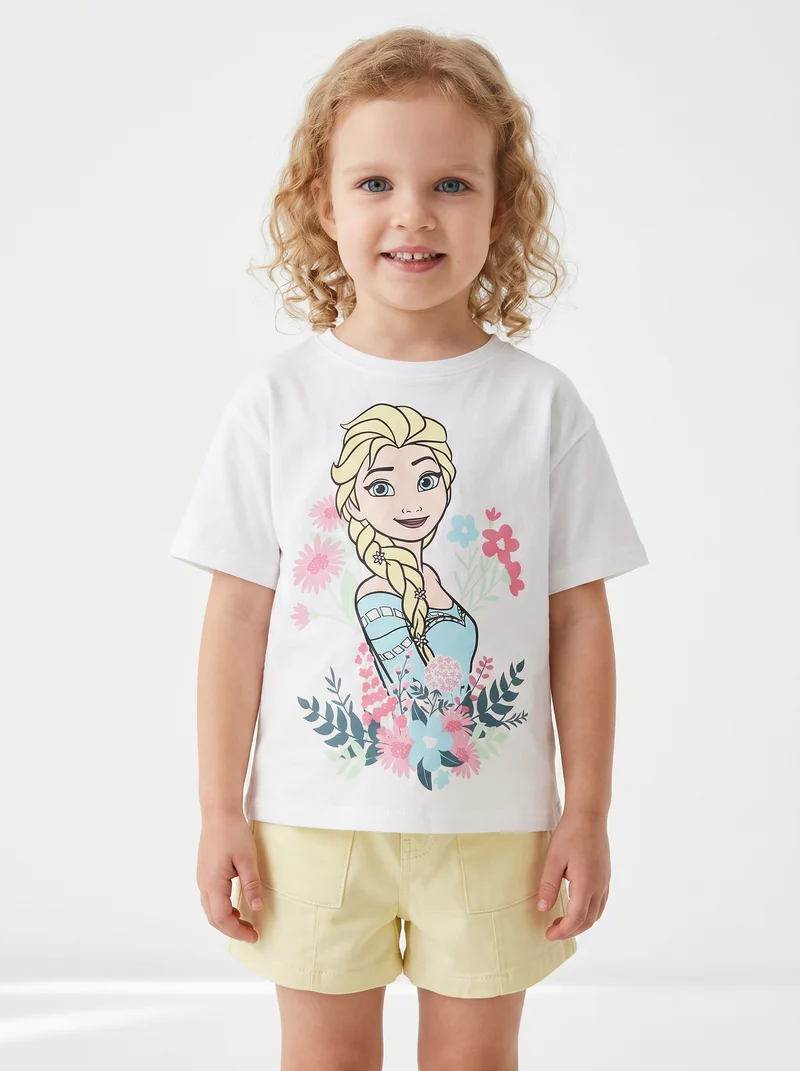 T-shirt Disney Frozen con stampa Elsa - Bianco