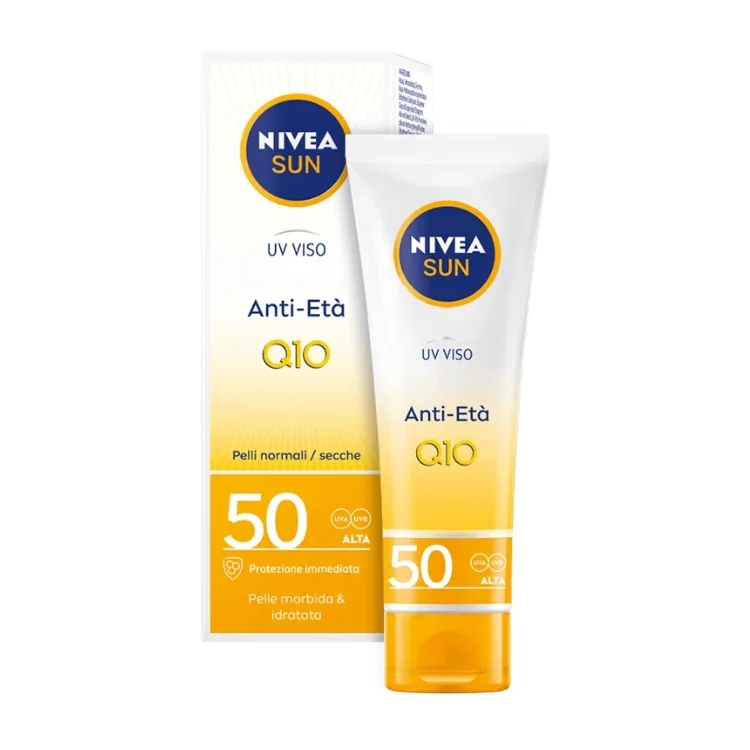 Nivea - Sun - UV Viso - Anti-Età - Q10 - Previene Rughe & Primi Segni Del Tempo - Pelle Normale/Secca