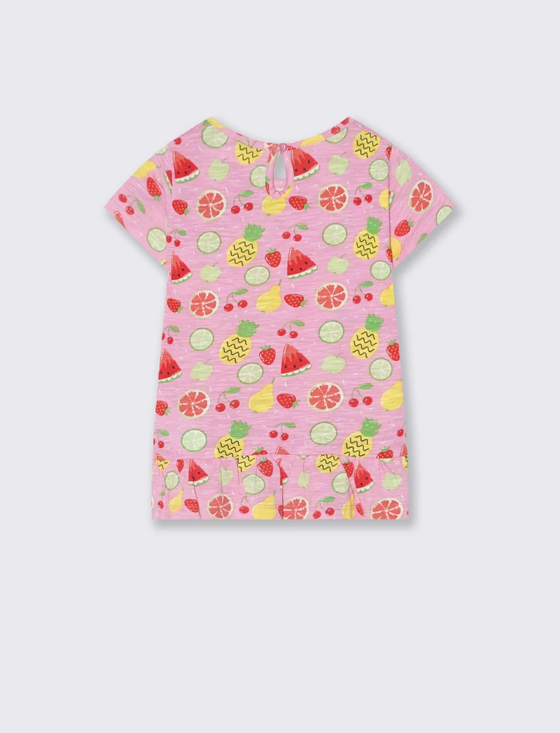 Maglietta a fantasia girocollo manica corta - Rosa