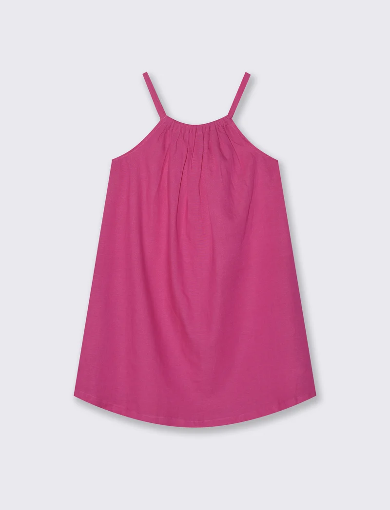Abito leggero estivo con scollo all'americana - Fuxia