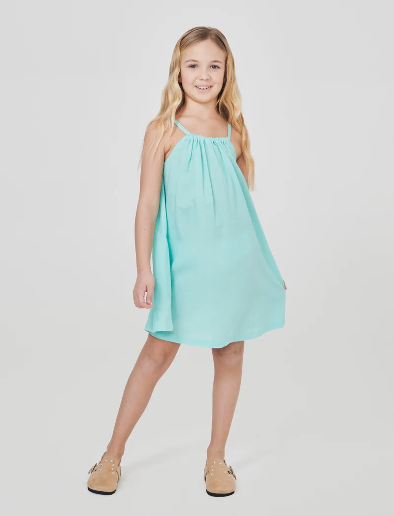 Abito leggero estivo con scollo all'americana - Verde acqua