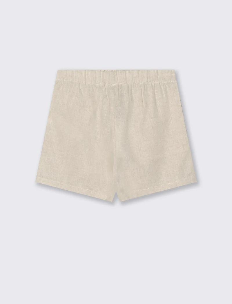 Pantaloncino in misto lino naturale - Beige