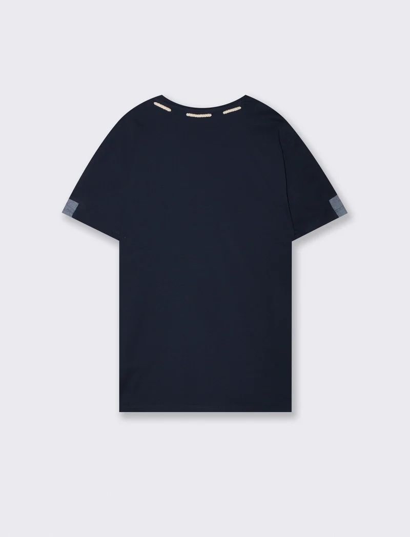 T-shirt girocollo con coulisse nautica - Blu
