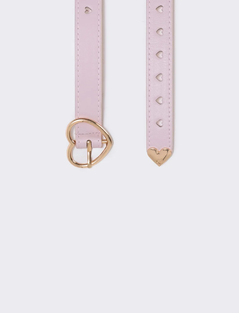 Cintura bambina con fibbia a cuore - Rosa