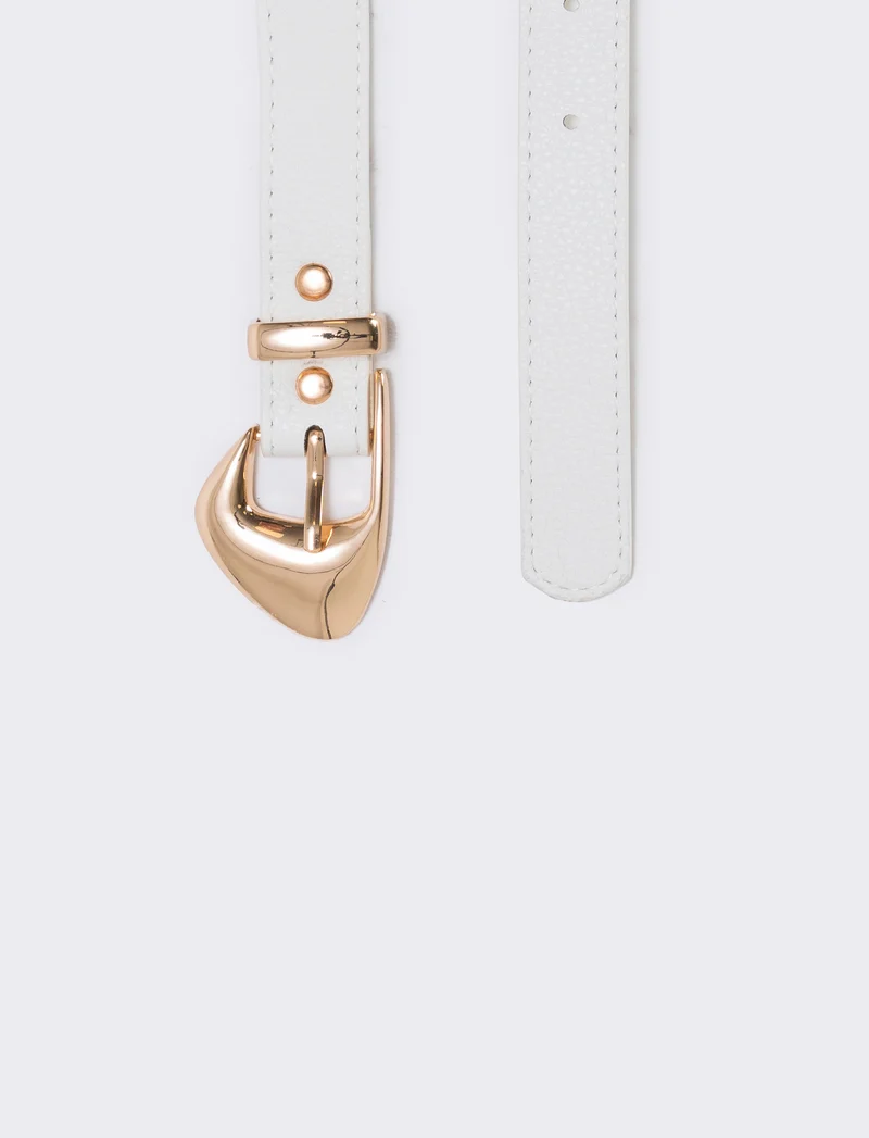 Cintura asimmetrica con fibbia elegante - Bianco