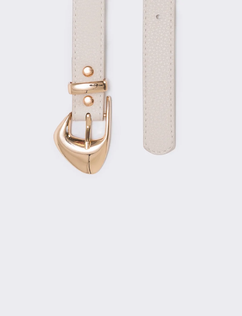 Cintura asimmetrica con fibbia elegante - Beige