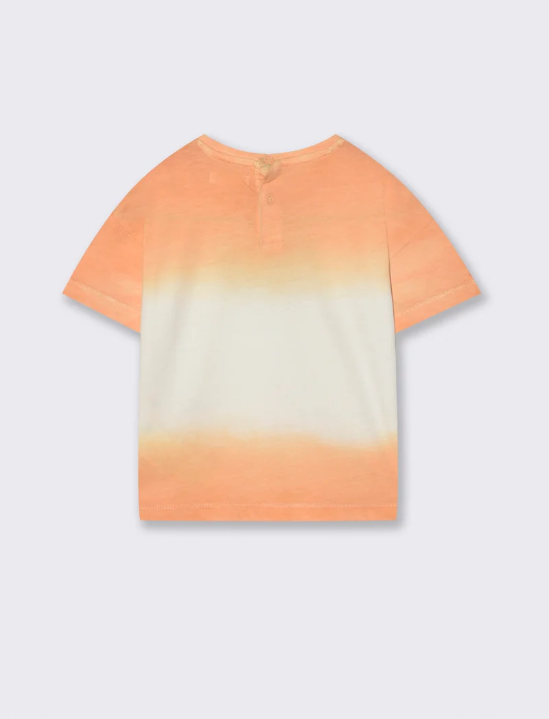 T-shirt girocollo con fantasia degradè - Arancio