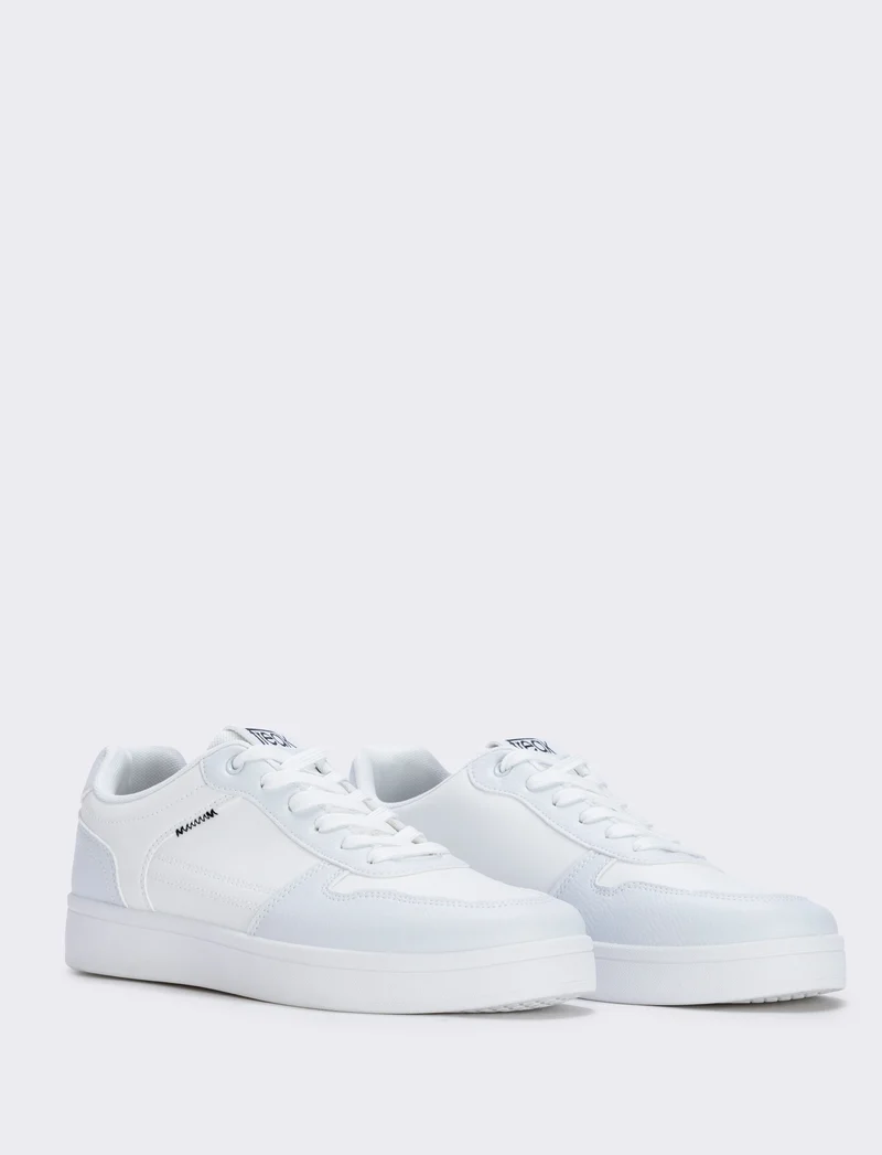 Sneakers minimal bianche da uomo in poliuretano - Bianco
