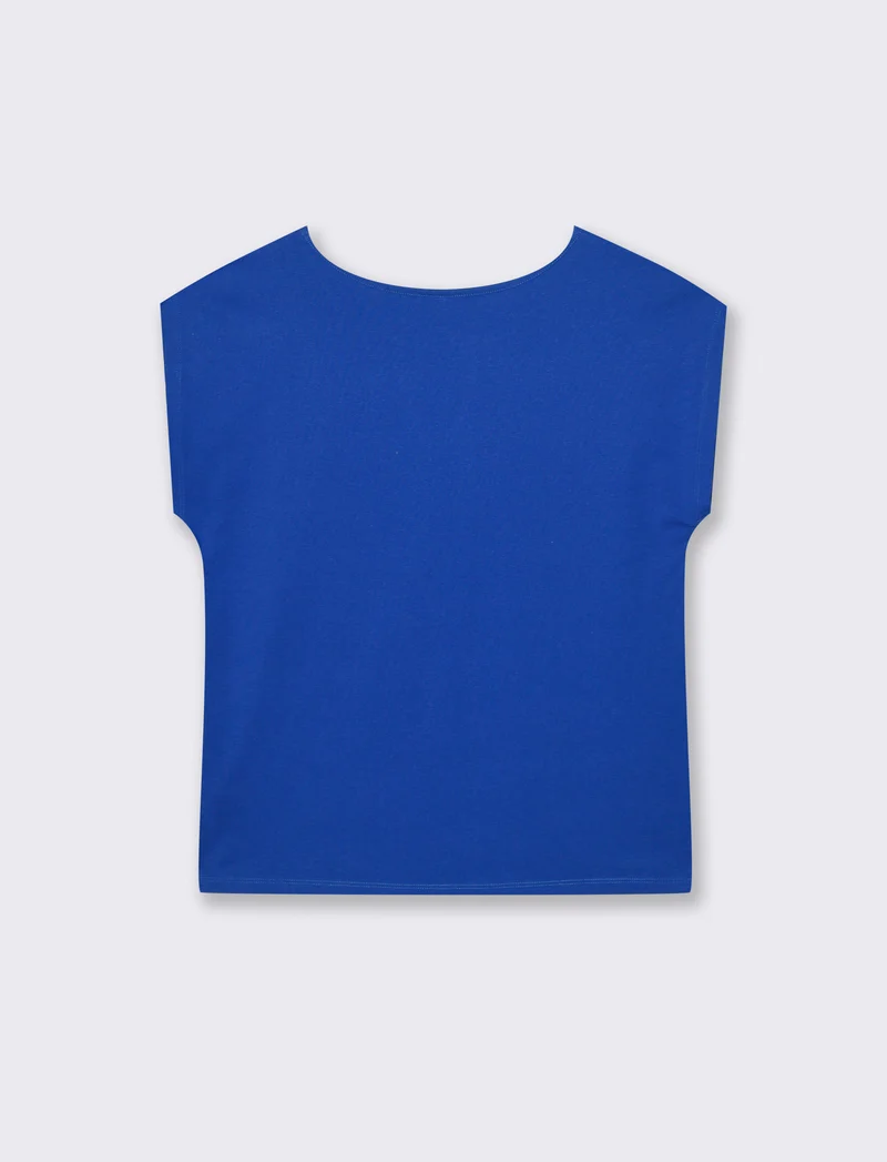 T-Shirt Manica Corta con Apertura al Collo - Blu royal