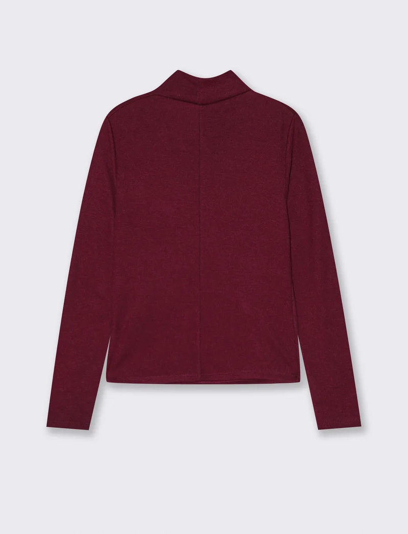 Maglia in tessuto morbido con scollo drappeggiato - Bordeaux