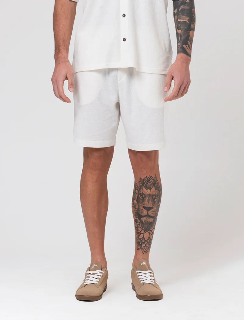 Bermuda struttura jacquard con vita jogger da uomo - Bianco sporco