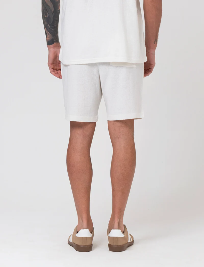 Bermuda struttura jacquard con vita jogger da uomo - Bianco sporco