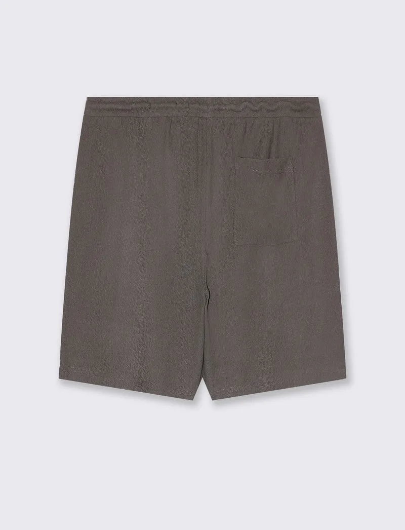 Bermuda struttura jacquard con vita jogger da uomo - Grigio fango