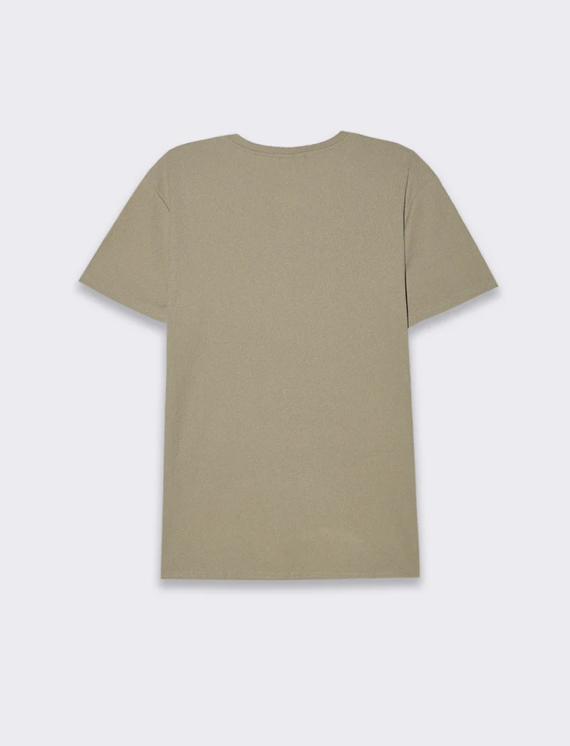T-shirt serafino struttura jacquard da uomo - Verde salvia