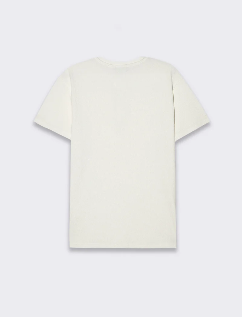 T-shirt serafino struttura jacquard da uomo - Bianco sporco