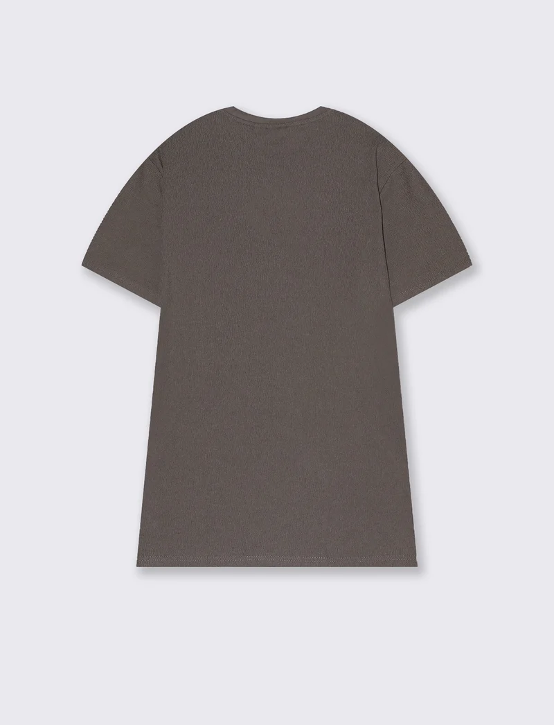 T-shirt girocollo struttura jacquard da uomo - Grigio fango