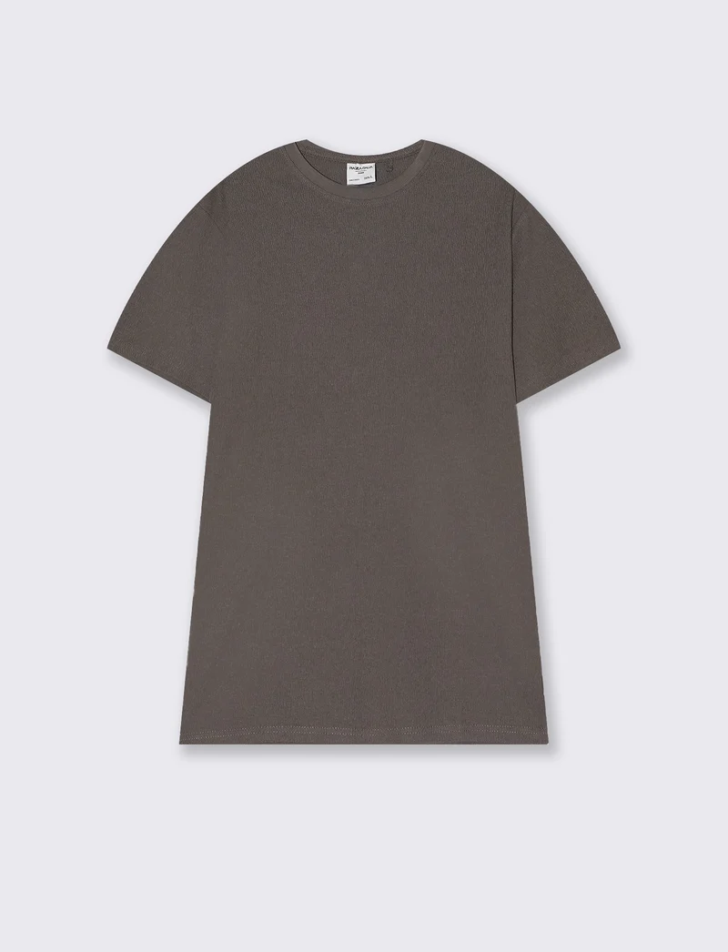 T-shirt girocollo struttura jacquard da uomo - Grigio fango