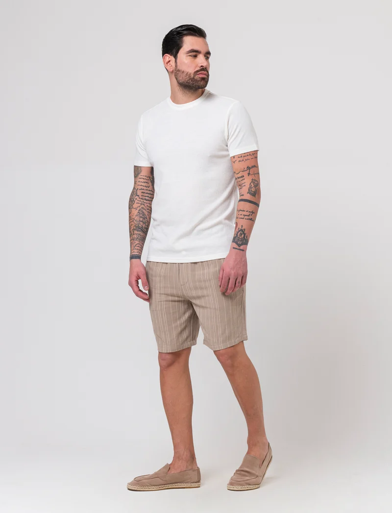 T-shirt girocollo struttura jacquard da uomo - Bianco sporco