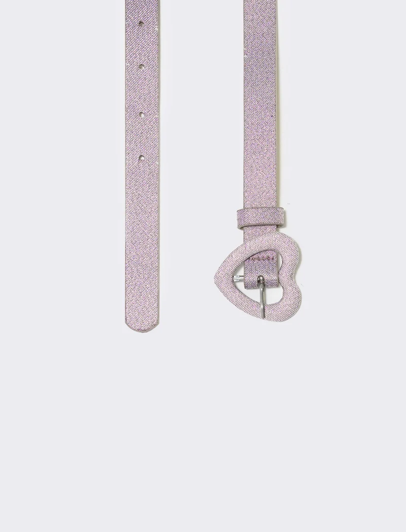 Cintura lurex con fibbia a cuore - Rosa