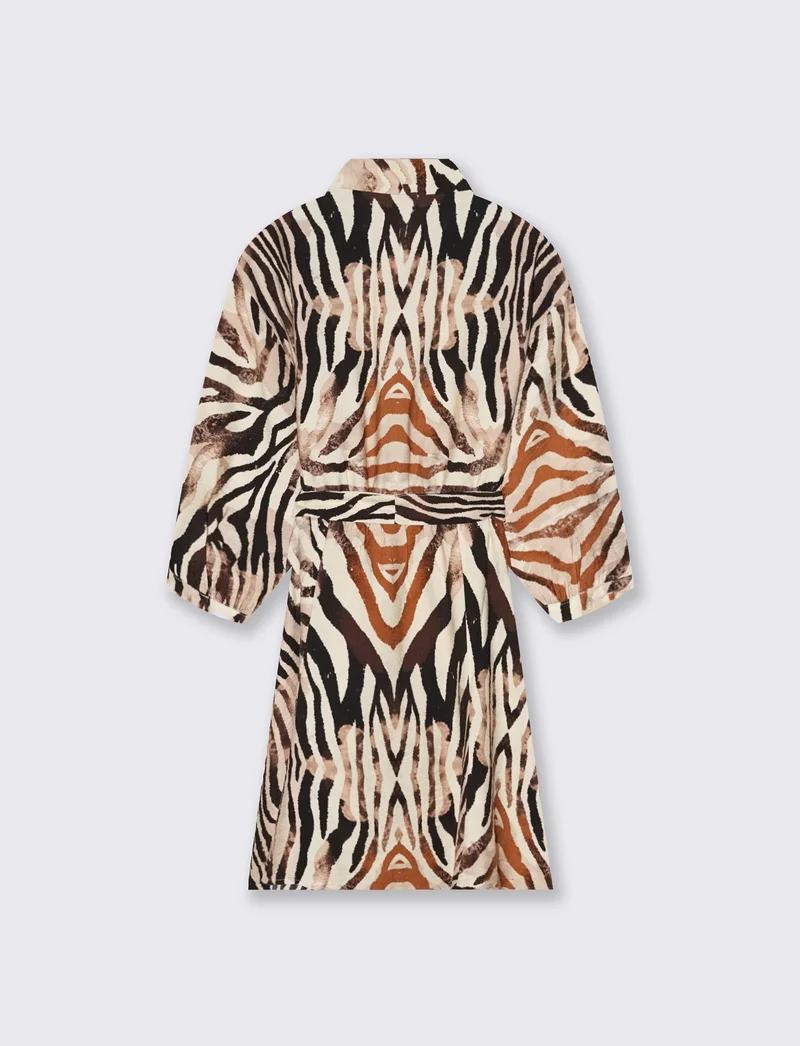 Vestito corto a fantasia con cintura vita - var 2