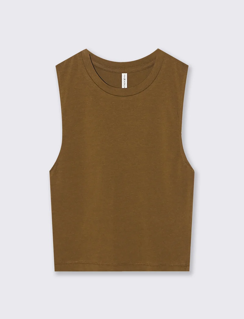 Canottiera Crop Basica - Verde oliva