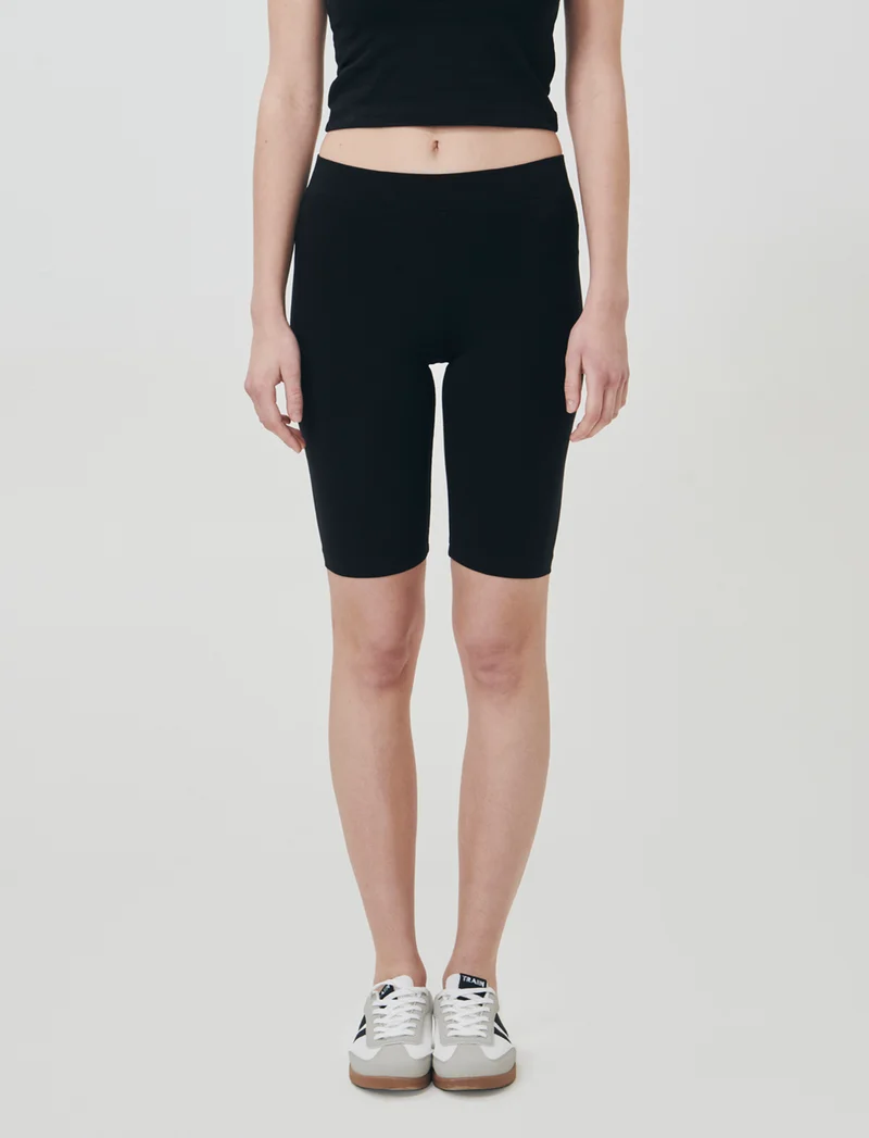 Leggings Ciclista con Fascia Elastico Vita - Nero