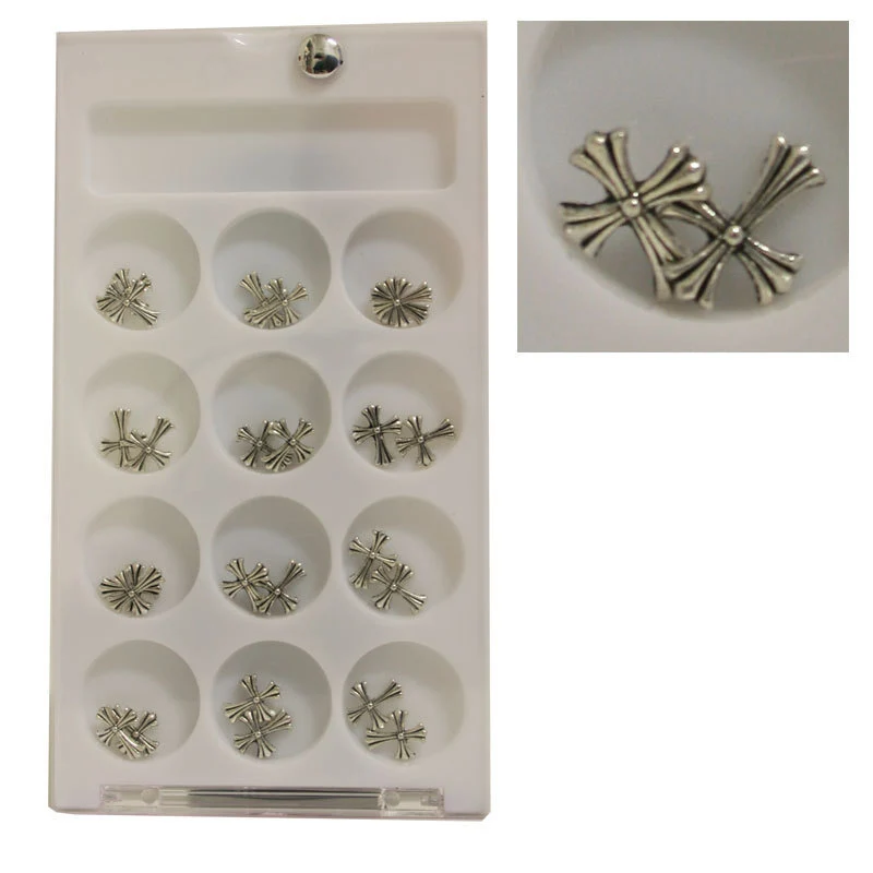Decoro unghie Beauty nail Croce Argento Satinato Lunga ASN22