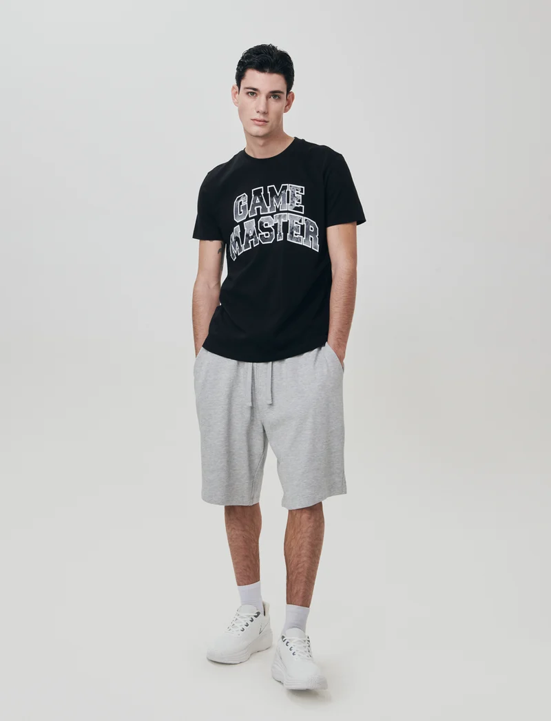 Bermuda Skater in Felpa con Vita Jogger - Grigio mel.