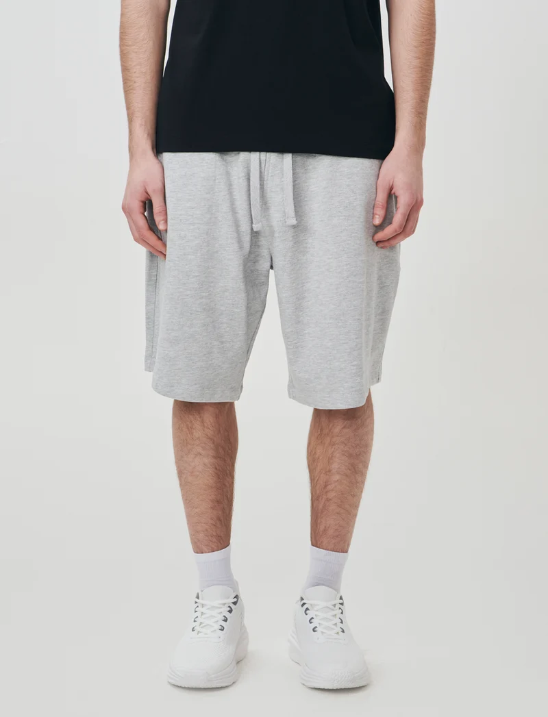 Bermuda Skater in Felpa con Vita Jogger - Grigio mel.
